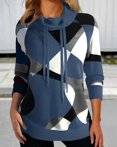 Kiana| Stilfuld sweater med geometrisk print og sjalkrave