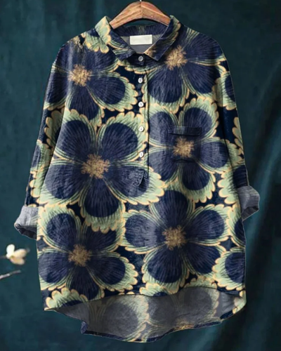 Jenny | Stilfuld Floral Skjorte med Knapper