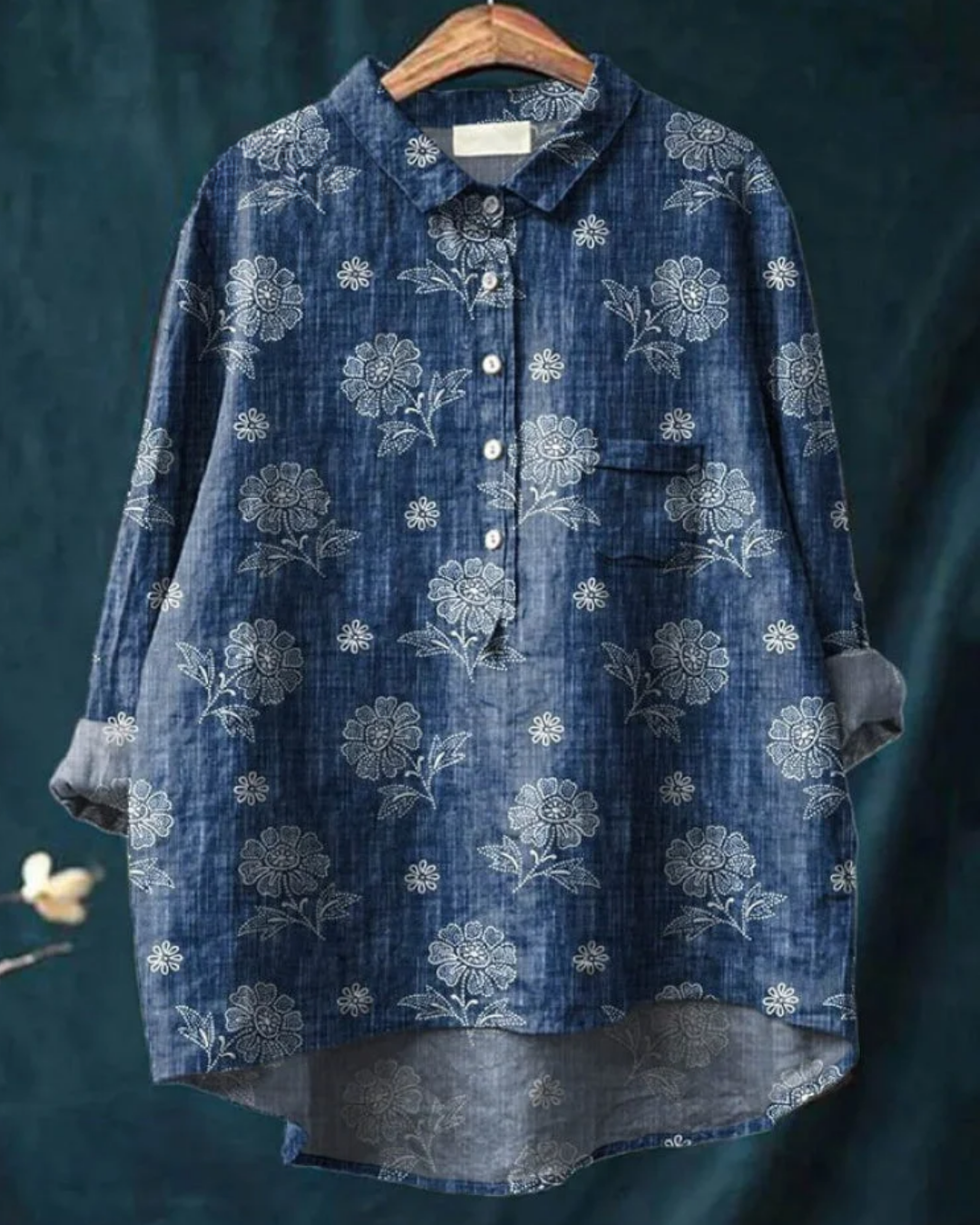 Jenny | Stilfuld Floral Skjorte med Knapper