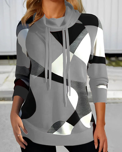 Kiana| Stilfuld sweater med geometrisk print og sjalkrave