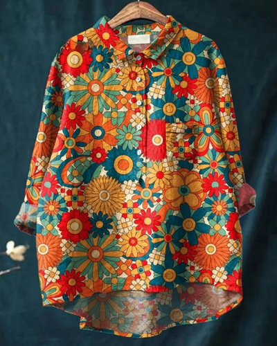 Jenny | Stilfuld Floral Skjorte med Knapper