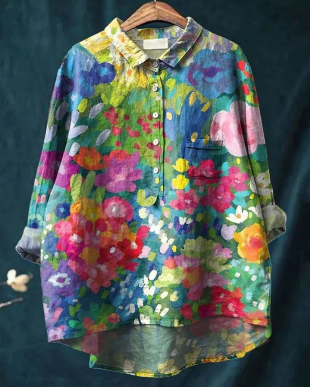 Jenny | Stilfuld Floral Skjorte med Knapper