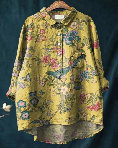 Jenny | Stilfuld Floral Skjorte med Knapper