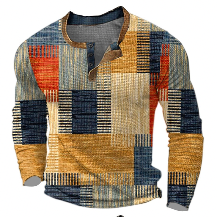Lawson | Stilfuld Henley-Skjorte med geometrisk mønster