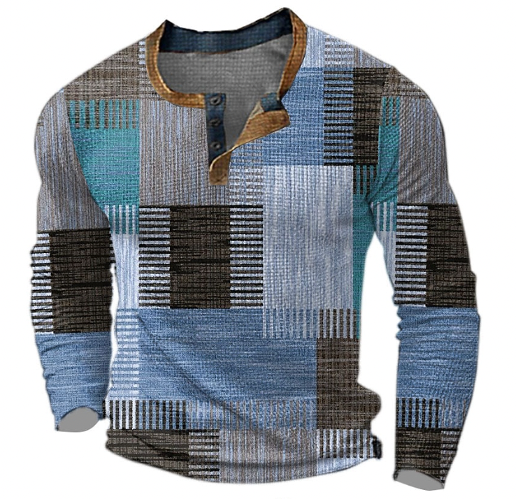 Lawson | Stilfuld Henley-Skjorte med geometrisk mønster