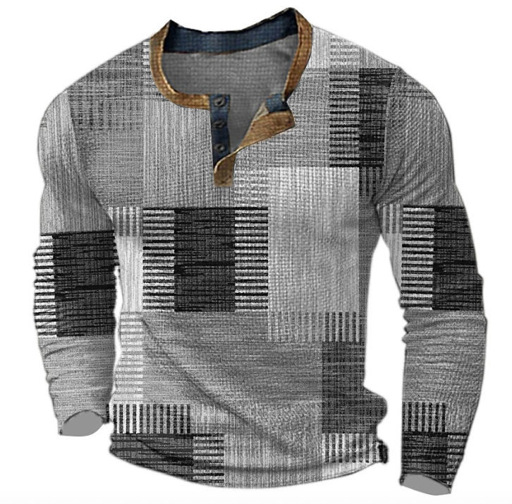 Lawson | Stilfuld Henley-Skjorte med geometrisk mønster