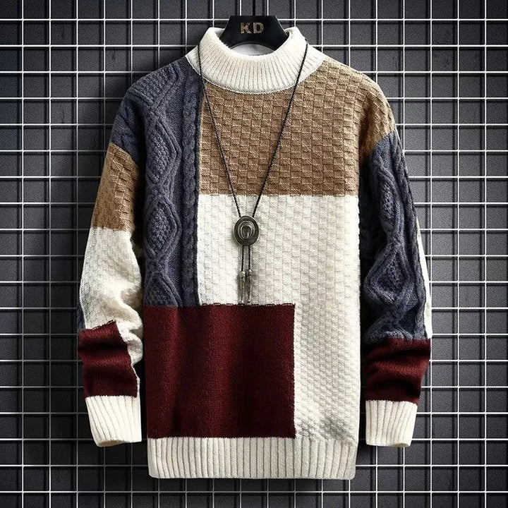 Levi | Farveblokeret Kabelstrik Turtleneck