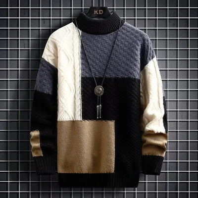 Levi | Farveblokeret Kabelstrik Turtleneck