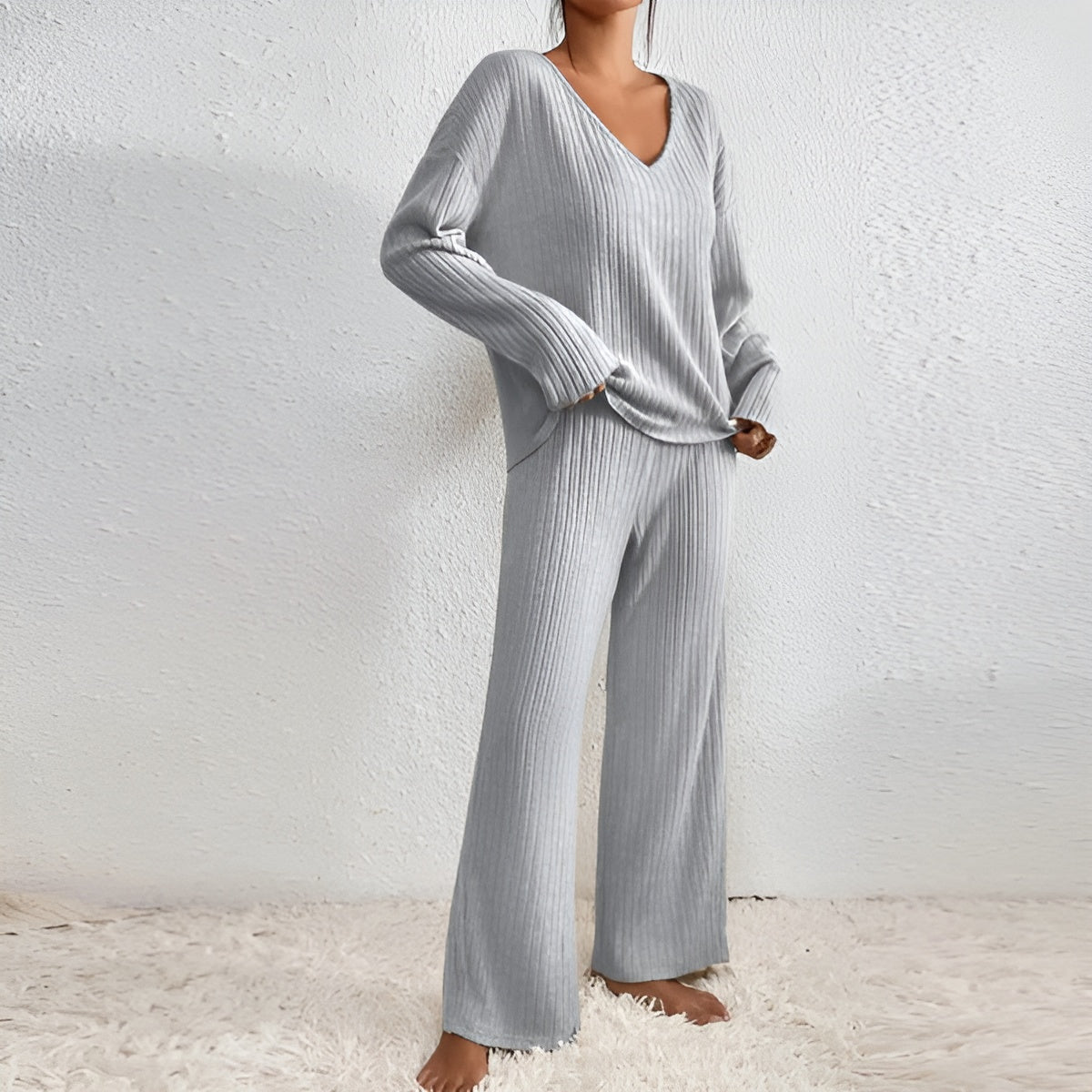 Isla™ | Stribet V-hals Pullover Sæt