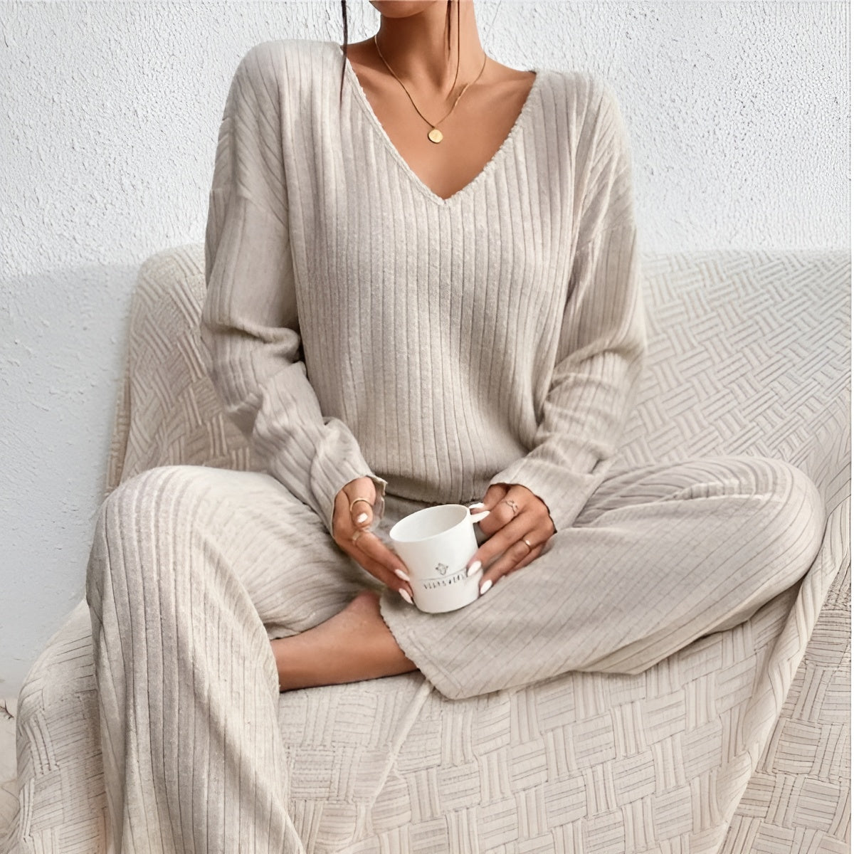 Isla™ | Stribet V-hals Pullover Sæt