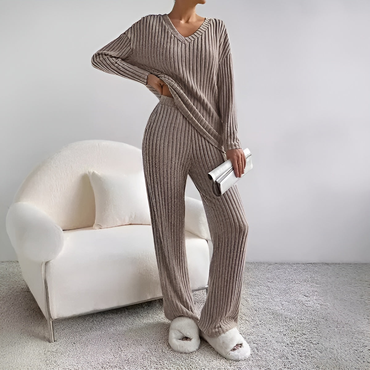 Isla™ | Stribet V-hals Pullover Sæt
