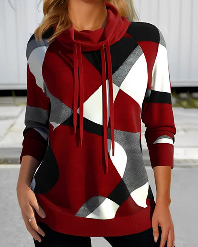Kiana| Stilfuld sweater med geometrisk print og sjalkrave