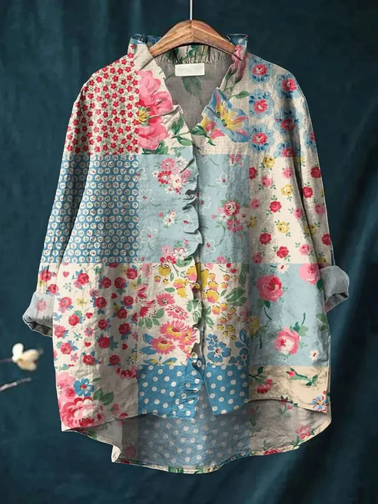 Jenny | Stilfuld Floral Skjorte med Knapper